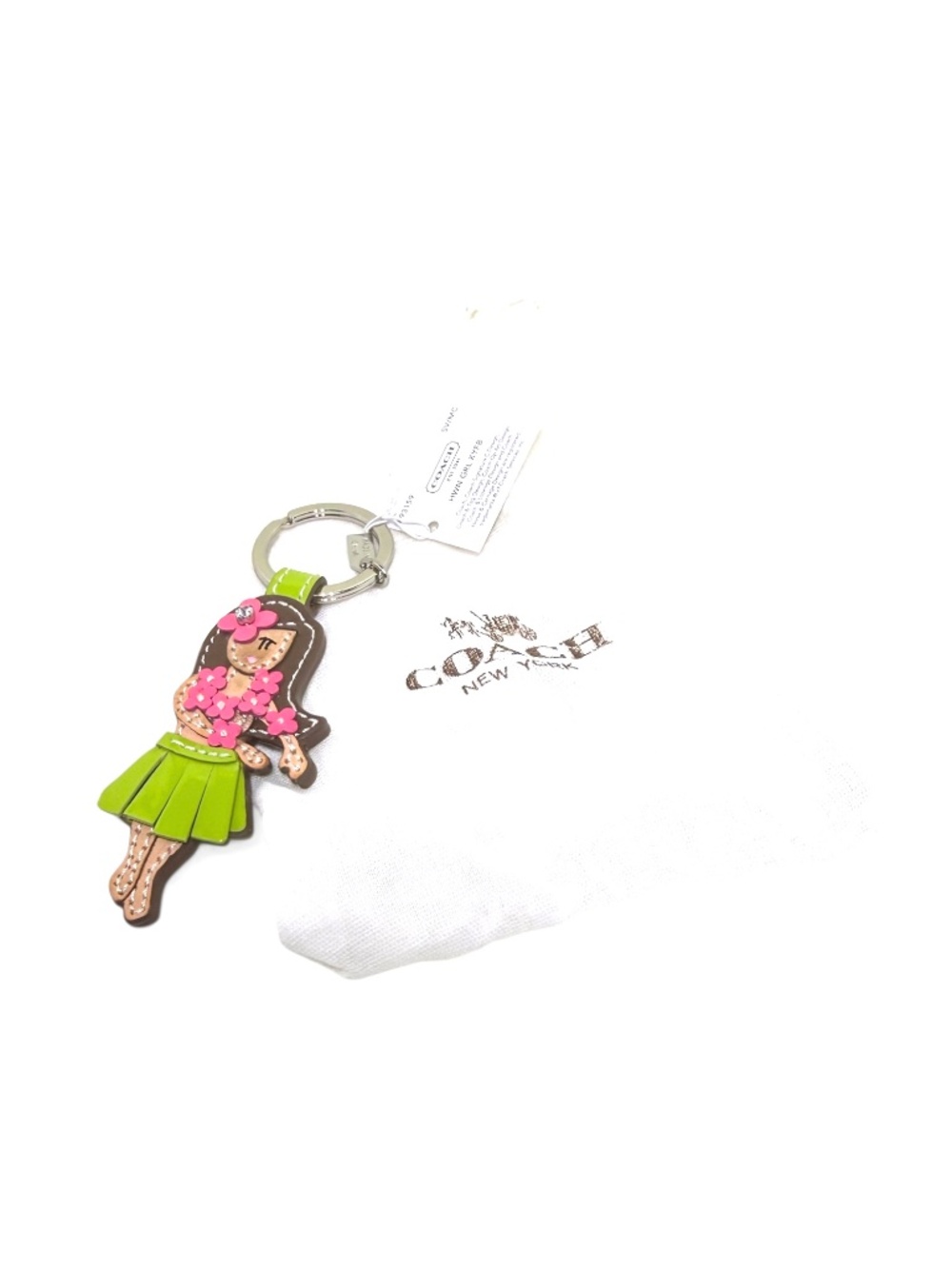NWT RARE Coach Hula Girl Keychain Bag Charm Patent Leather w Dust Bag F93159